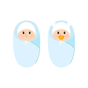 Set of little newborn boys in cute hats vector