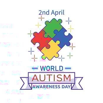 Flat Illustration Of Autism Puzzle Pieces 2nd April World Autism Awareness Day Concept vector
