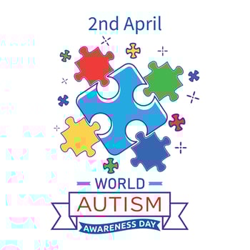 World Awareness Day 2nd April World Autism Day With Puzzle Board And Puzzle Pieces Illustration vector
