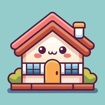 a cute house with a window and a door on a white background vector