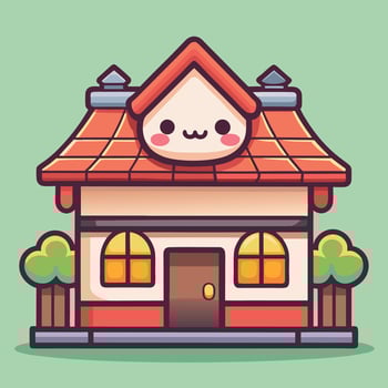 a cute house with a roof and a cat on top vector