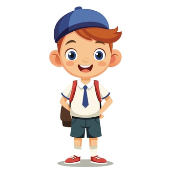 school boy with backpack and school uniform illustration vector