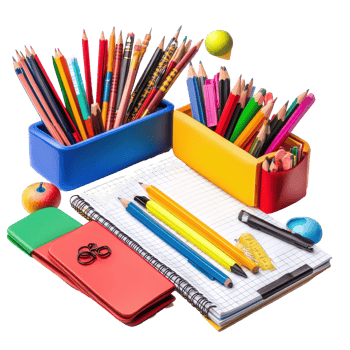Colorful back to school supplies arranged neatly on a transparent background for creative students and their activities, Back to school supplies isolated on , transparent background. png