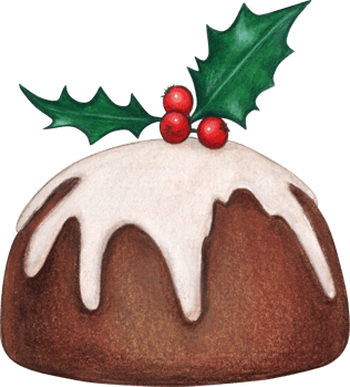 Watercolor hand drawn christmas pudding png