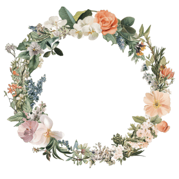 Elegant wedding circle frame adorned with soft floral hues, ideal for invitations or decor, A wedding circle frame in soft hues, perfect for showcasing cherished moments isolated png