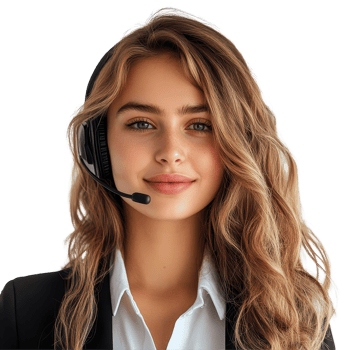 A young customer service agent provides assistance with a friendly smile in a bright, modern office setting, Beautiful young customer service agent, transparent background. png