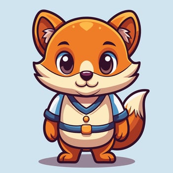 cartoon fox in blue and white shirt vector