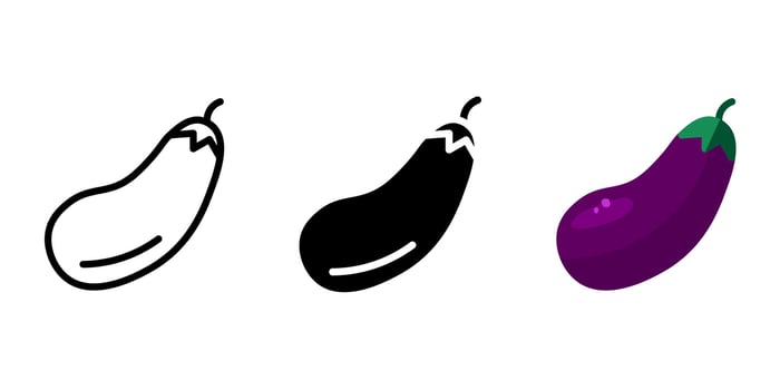 Aubergine purple icon. Eggplant color sign. Garden organic harvest symbol. Vegetable illustration. Healthy eating and dieting pictogram. vector