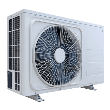 Outdoor air conditioning unit with fan isolated on a transparent background for HVAC applications, Air condition outdoor unit isolated on transparent background png
