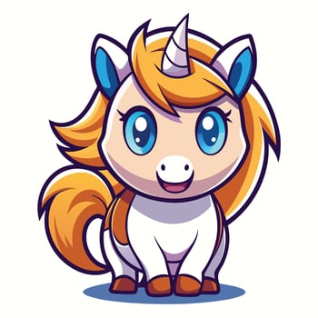 cute cartoon unicorn illustration vector
