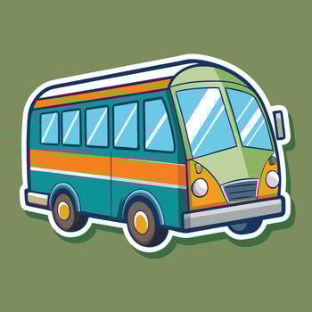 a cartoon bus green background vector