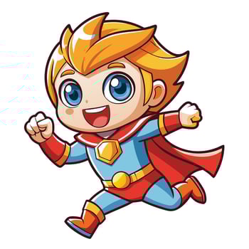 boy in superhero costume running on a white background vector