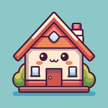 a cute house with a window on a white background vector