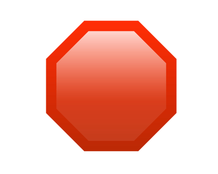 Gradient red octagonal road stop warning sign icon png
