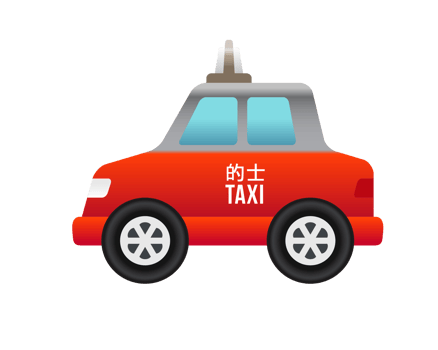 Hong Kong red taxi car icon with gradient blue window png