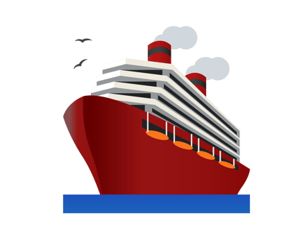 Red large ship icon, transport of people or cargo across ocean png