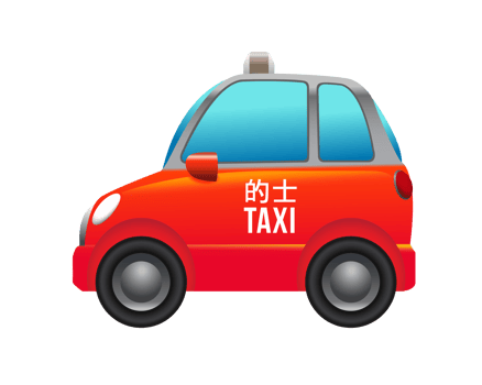 Hong Kong red city taxi car icon with gradient blue window png