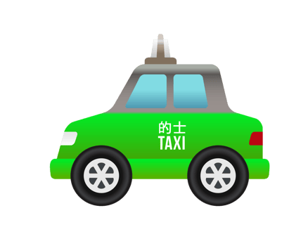 Hong Kong green city taxi car icon with blue window png