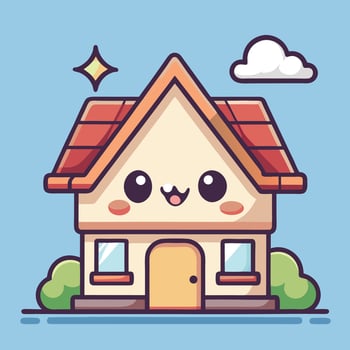 a cute house with a roof and windows on a white background vector