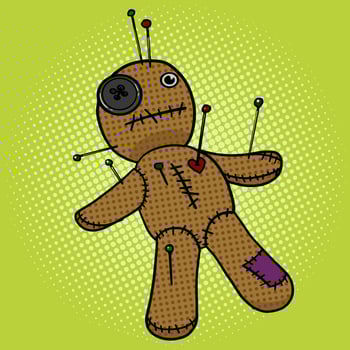 Voodoo Doll pop art style illustration. Comic book style imitation vector