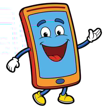 mobile phone cartoon character illustration vector