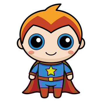 a cartoon boy in a superhero costume kawai chibi and srt vector
