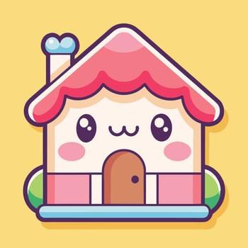 a cute little house with a pink roof vector