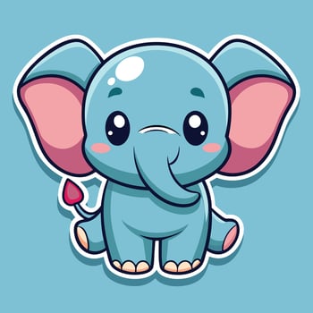 cute elephant sticker illustration vector