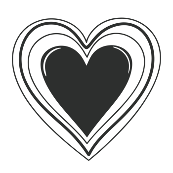 A bold black heart sits at the center, surrounded by concentric line png