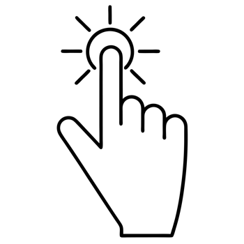 A simple black line drawing depicts a hand pressing a button png