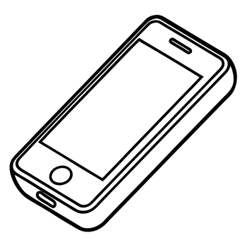 A black outline of a smartphone png