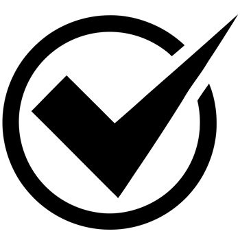 A bold black check mark is elegantly enclosed within a circle png