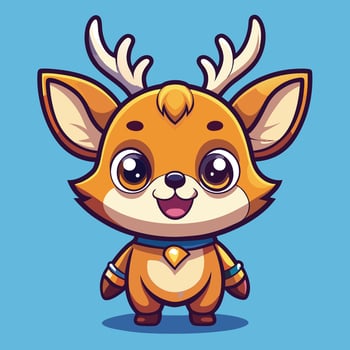 cartoon deer character with big antlers vector
