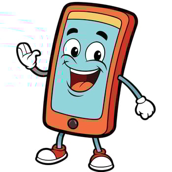 smartphone cartoon character waving illustration vector