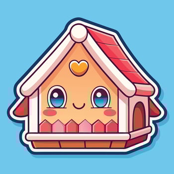 a cute gingerbread house with on a white background vector