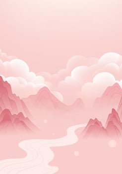Chinese style poster design pink Chinese landscape painting vector