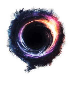 Captivating cosmic vortex with swirling colors of blue, purple, and orange creating a sensational portal in the depths of space png
