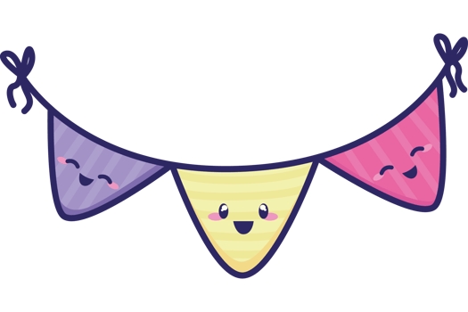 kawaii birthday bunting decoration png