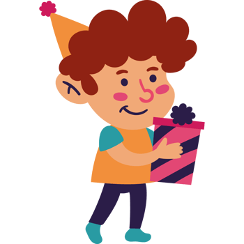 cute boy holding wrapped birthday gift box png