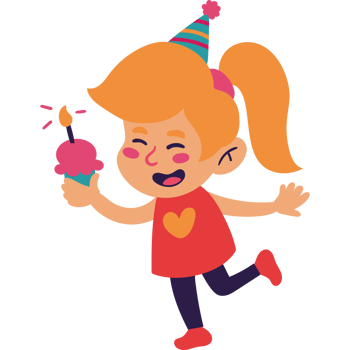 girl holds her birthday cupcake in her hands png