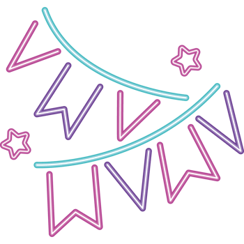 birthday garland with flags neon party png