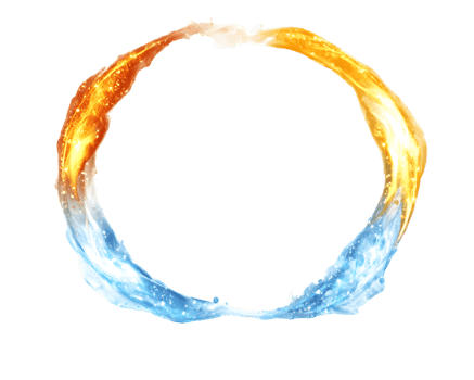 Dynamic circular flow of warm and cool colors blending fire and water in a vibrant and harmonious design representing elemental forces png