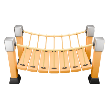 3d cute wooden bridge in park for kids png