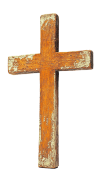 Wooden cross on ground isolate on transparent background png