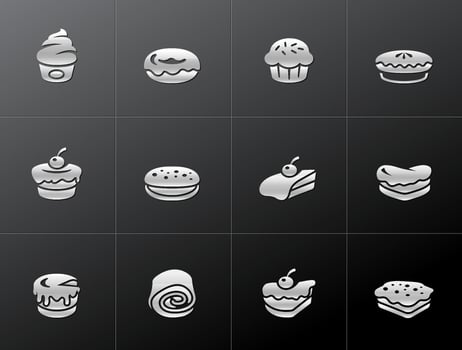 Cakes icons in metallic style illustration vector