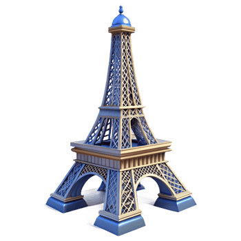Realistic Eiffel Tower icon for travel and architectural themes. png