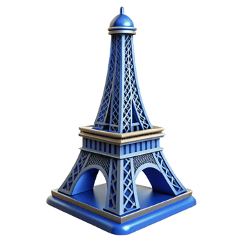 3D miniature Eiffel Tower with intricate details. png
