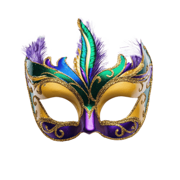 mardi gras mask with decoration top view isolate on transparent background png