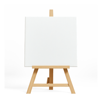 an easel with a blank canvas on it isolate on transparent background png