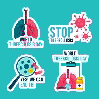 Flat Cartoon Style World Tuberculosis Day Illustration for Social Media Label vector